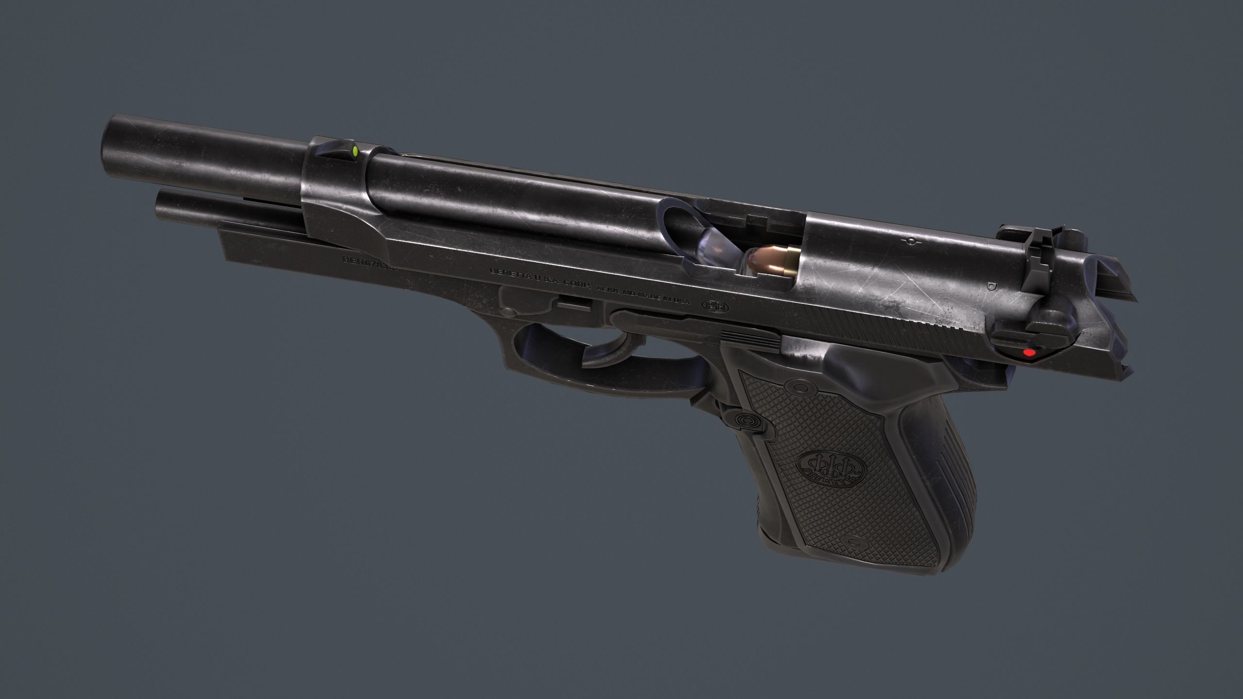 Beretta 92FS Low-poly 3D model_15
