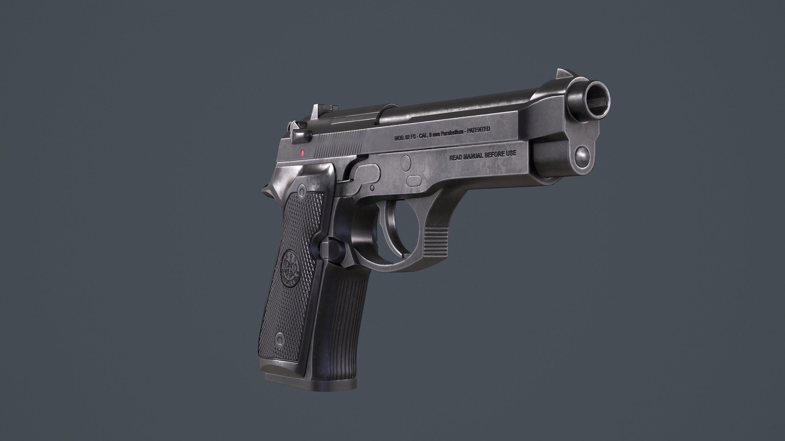 Beretta 92FS Low-poly 3D model_5