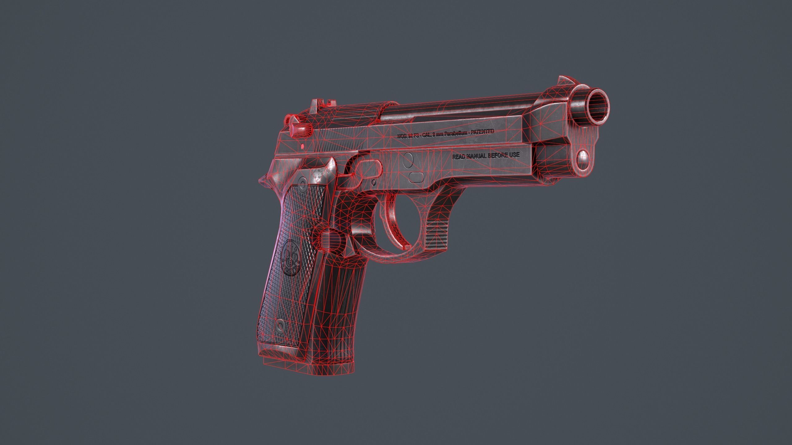 Beretta 92FS Low-poly 3D model_26