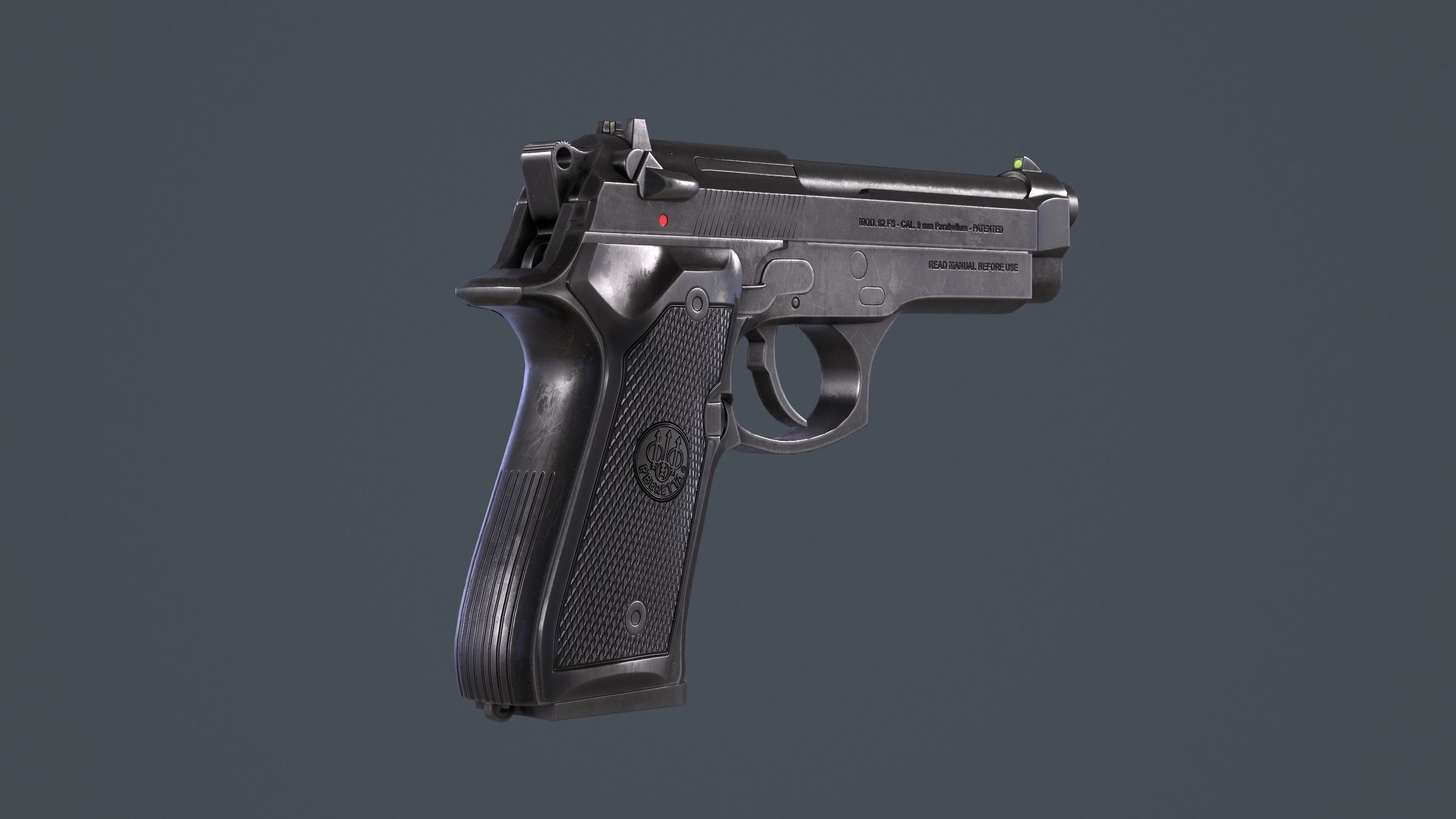 Beretta 92FS Low-poly 3D model_9