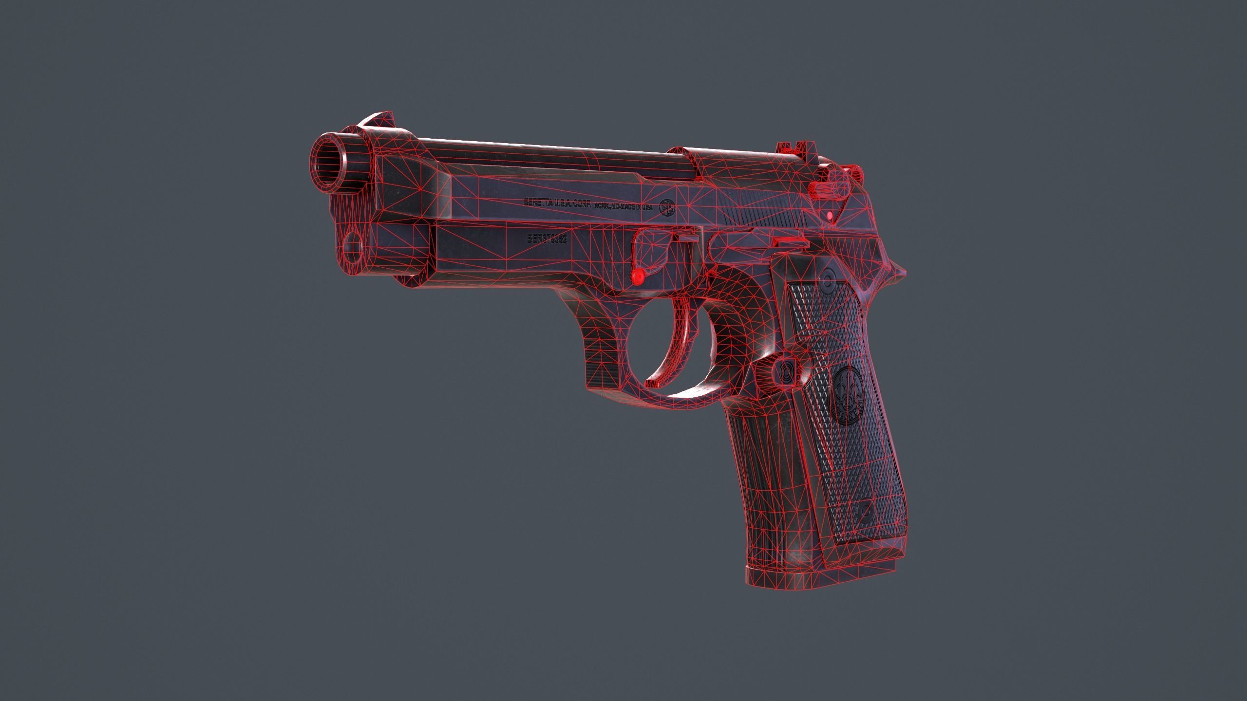 Beretta 92FS Low-poly 3D model_25