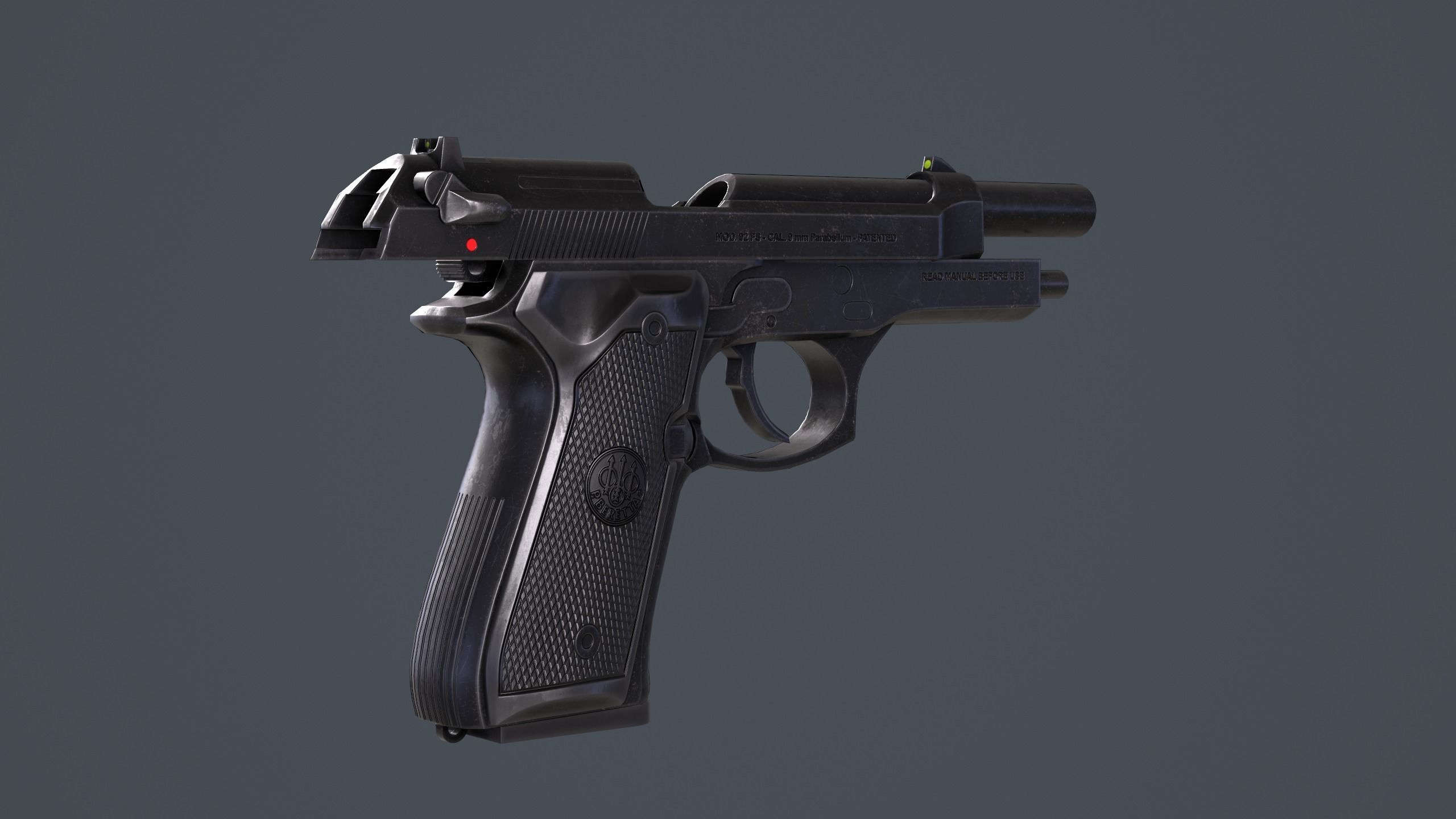 Beretta 92FS Low-poly 3D model_14
