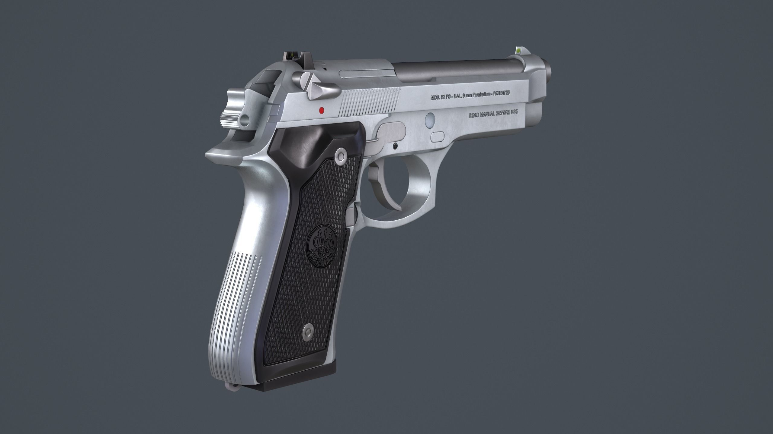 Beretta 92FS Low-poly 3D model_34