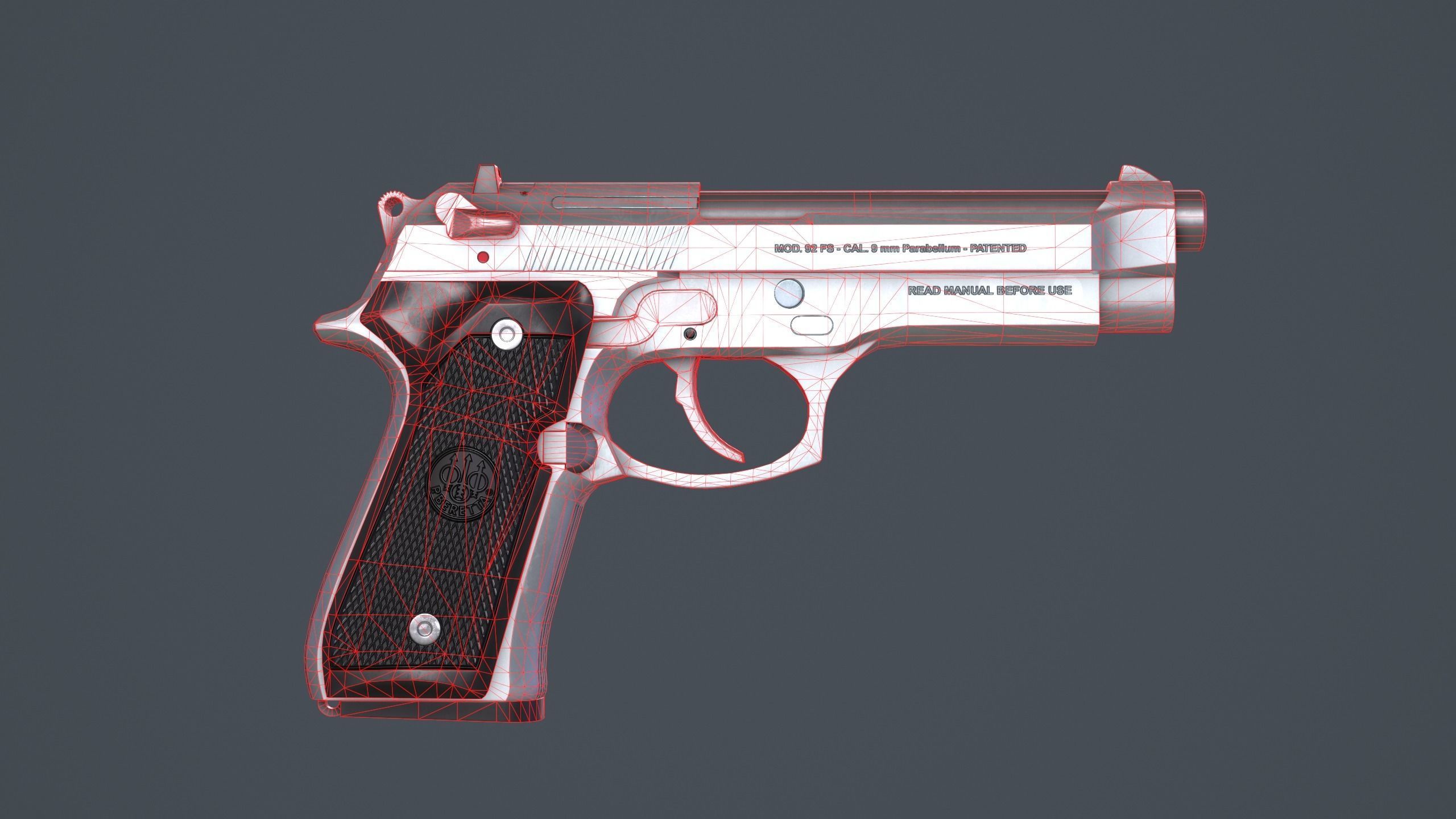 Beretta 92FS Low-poly 3D model_48