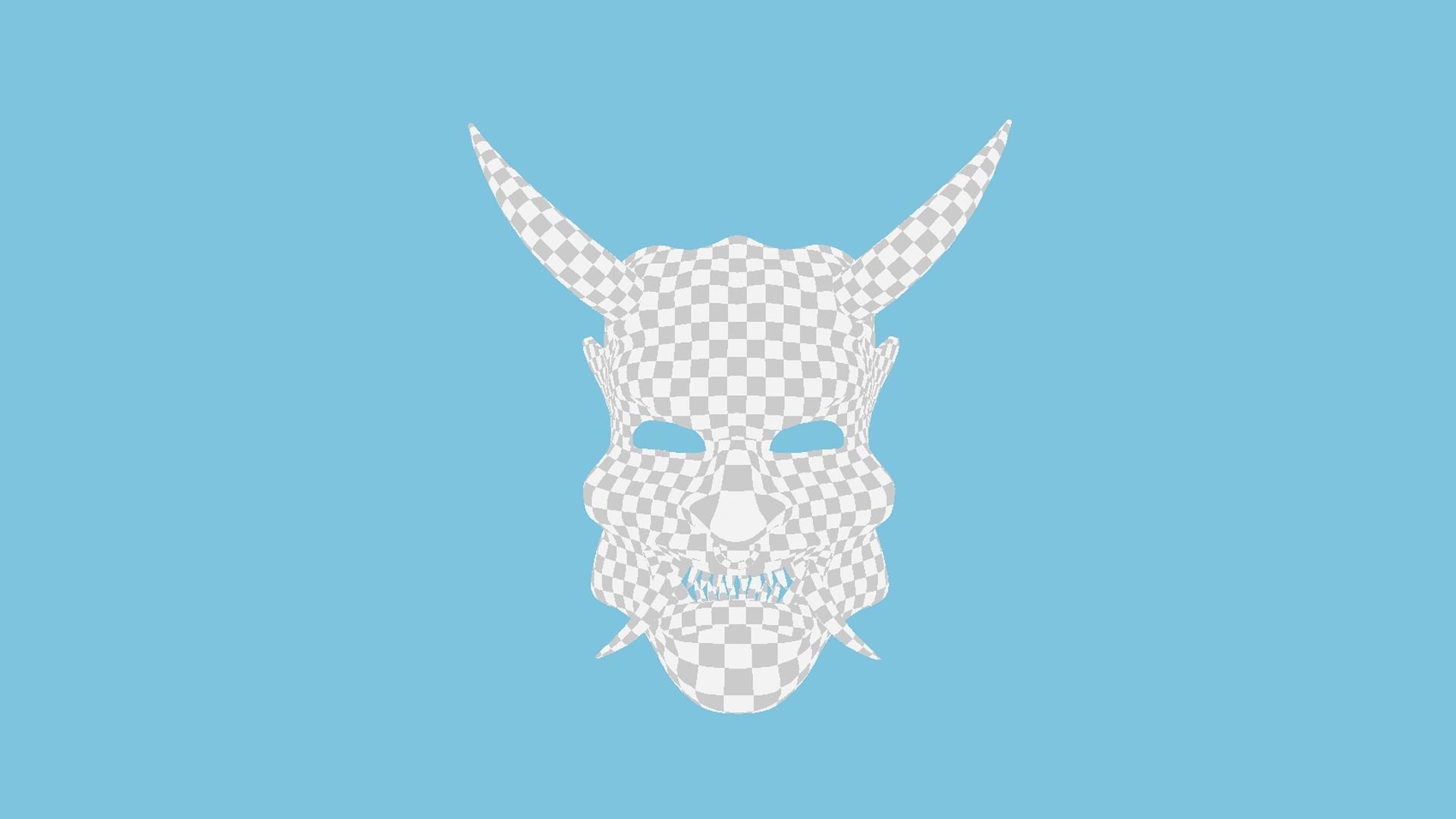 Oni Mask 08 White Red - Hannya Fantasy Character Design Low-poly 3D model_9