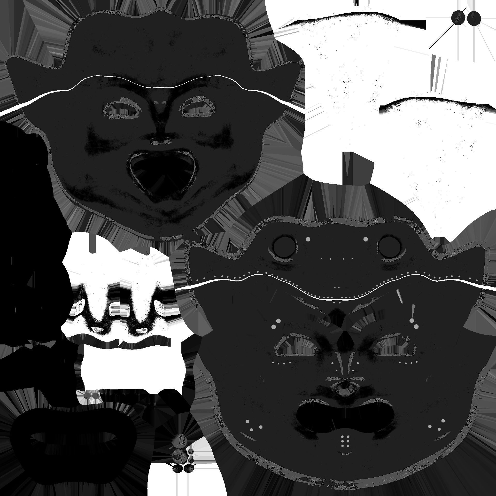 Oni Mask 08 White Red - Hannya Fantasy Character Design Low-poly 3D model_18