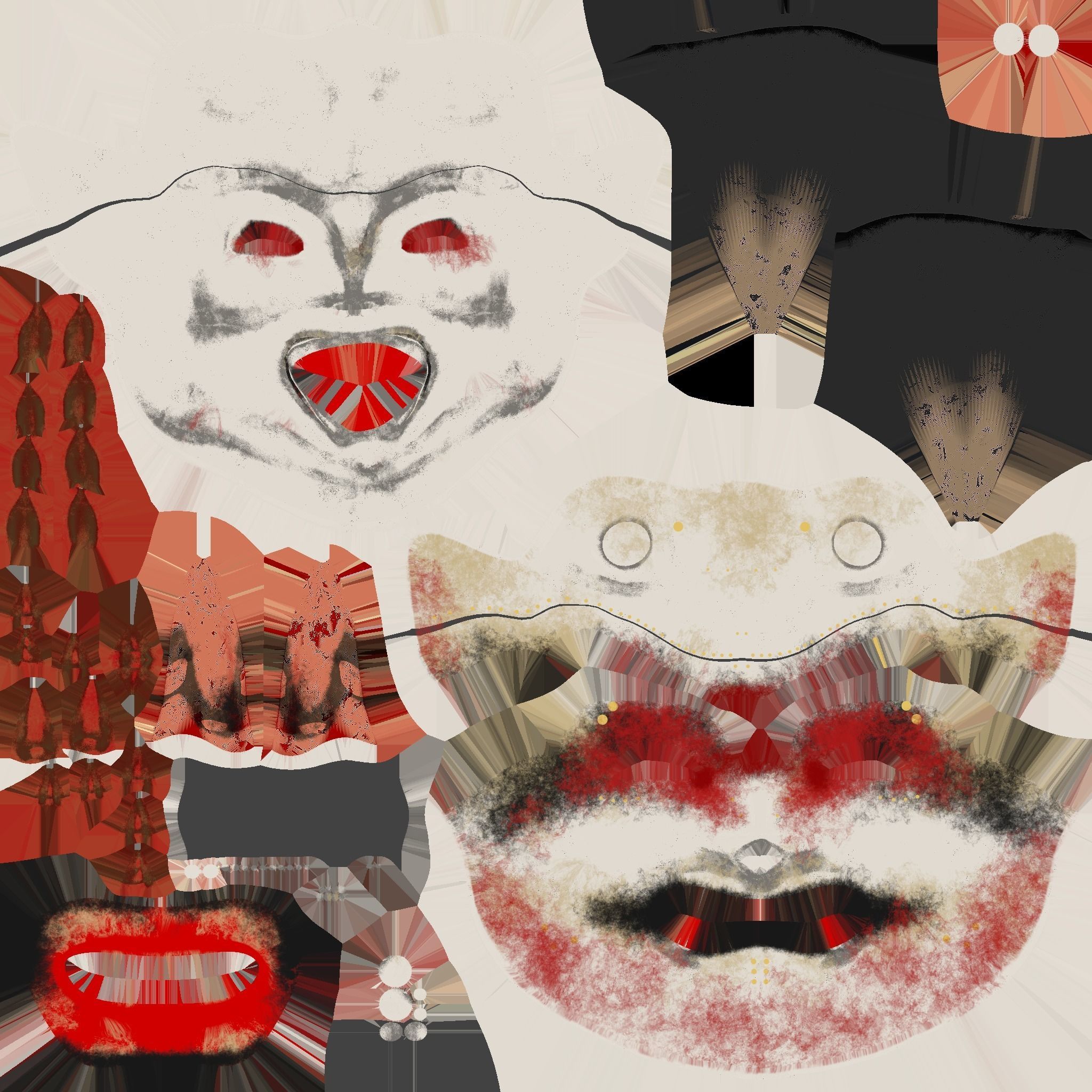 Oni Mask 08 White Red - Hannya Fantasy Character Design Low-poly 3D model_16