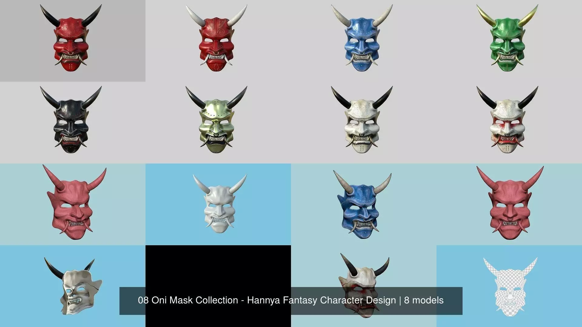 08 Oni Mask Collection - Hannya Fantasy Character Design _1