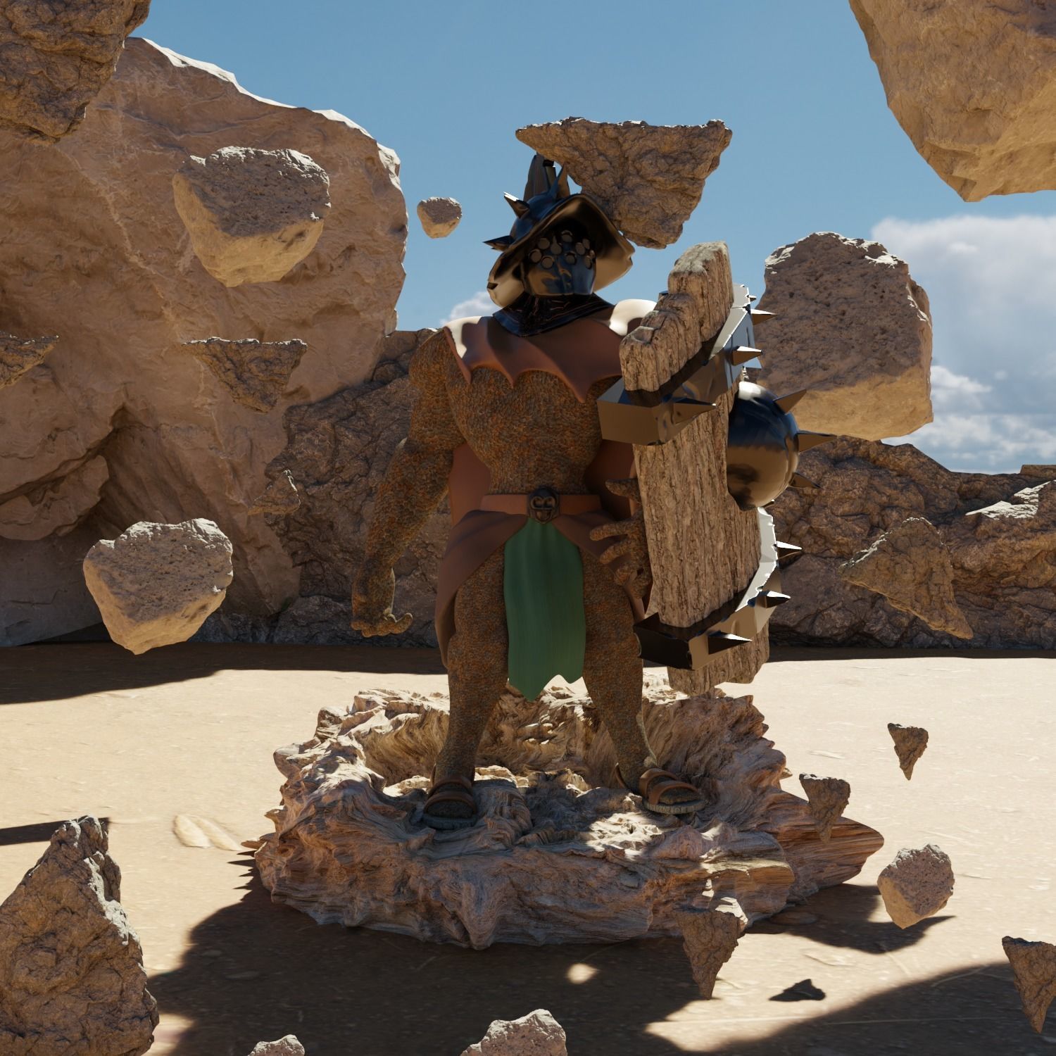 Reptilian Gladiator Free 3D model_5