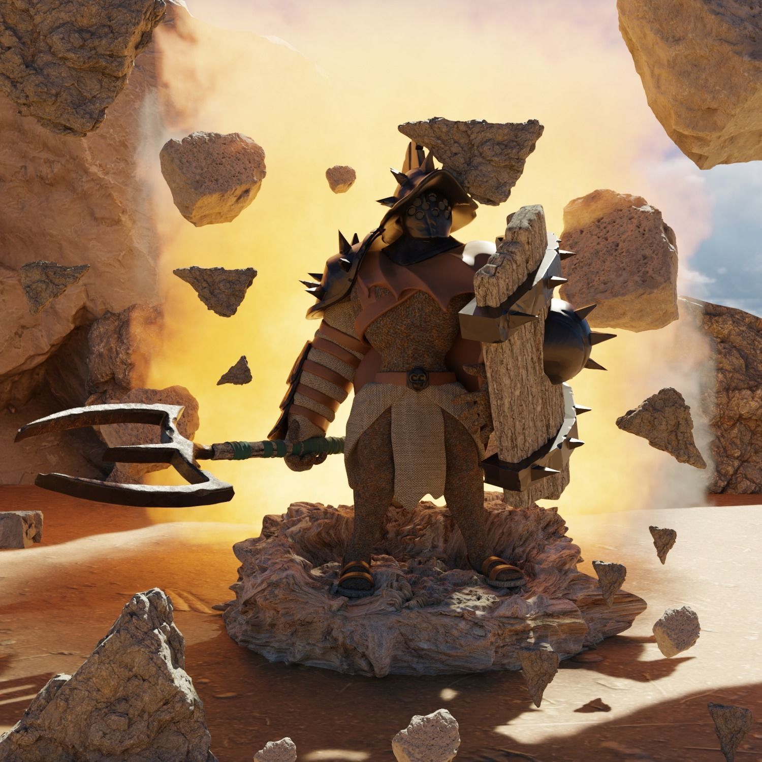 Reptilian Gladiator Free 3D model_2