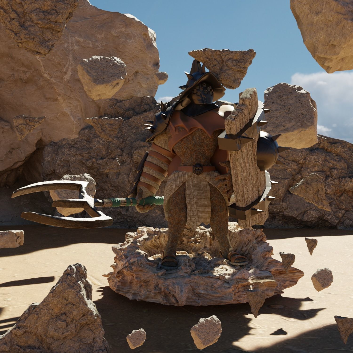 Reptilian Gladiator Free 3D model_1