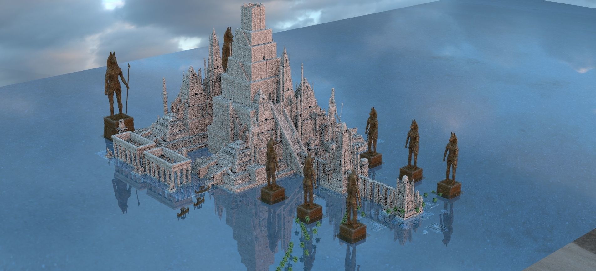 Ancient Egypt Anubis temple Kit bash 3D model_3