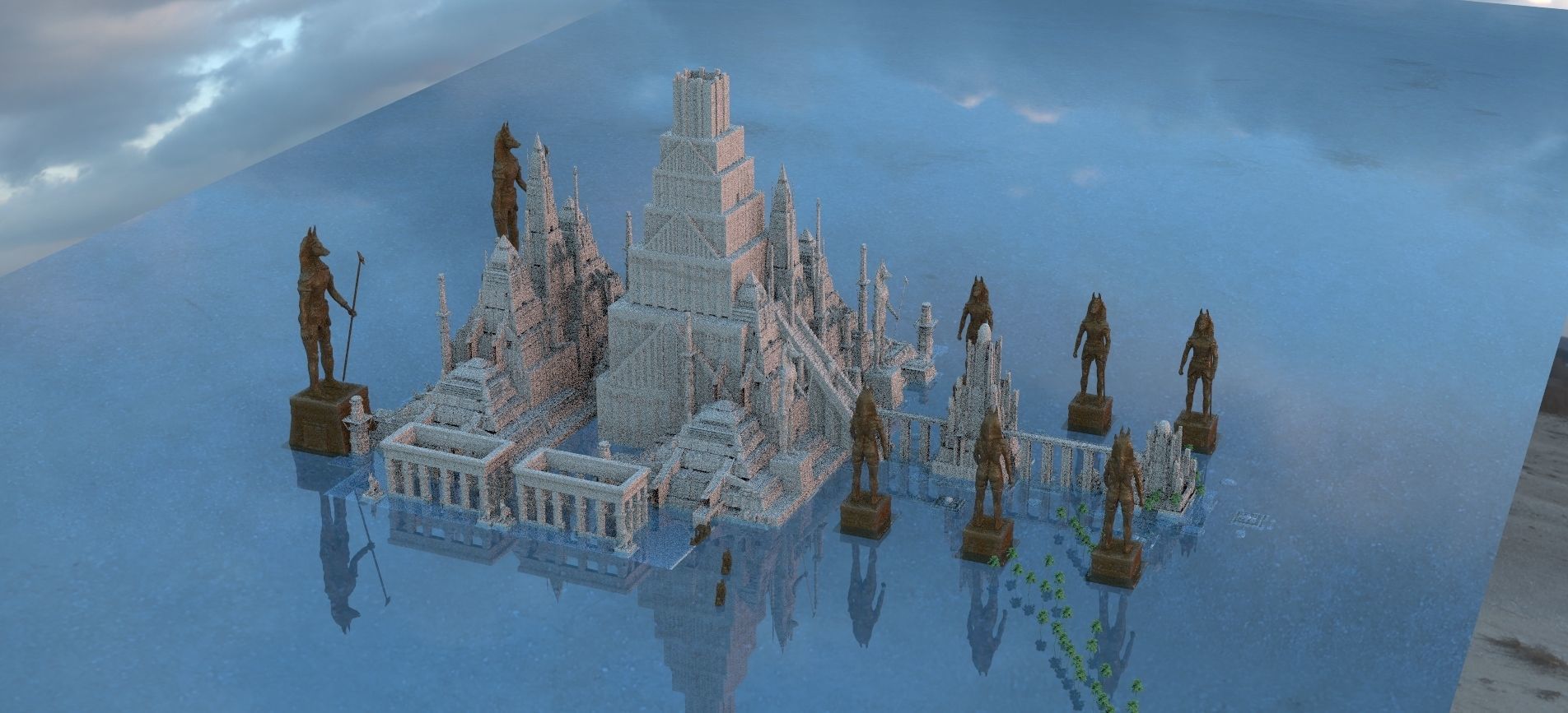 Ancient Egypt Anubis temple Kit bash 3D model_2