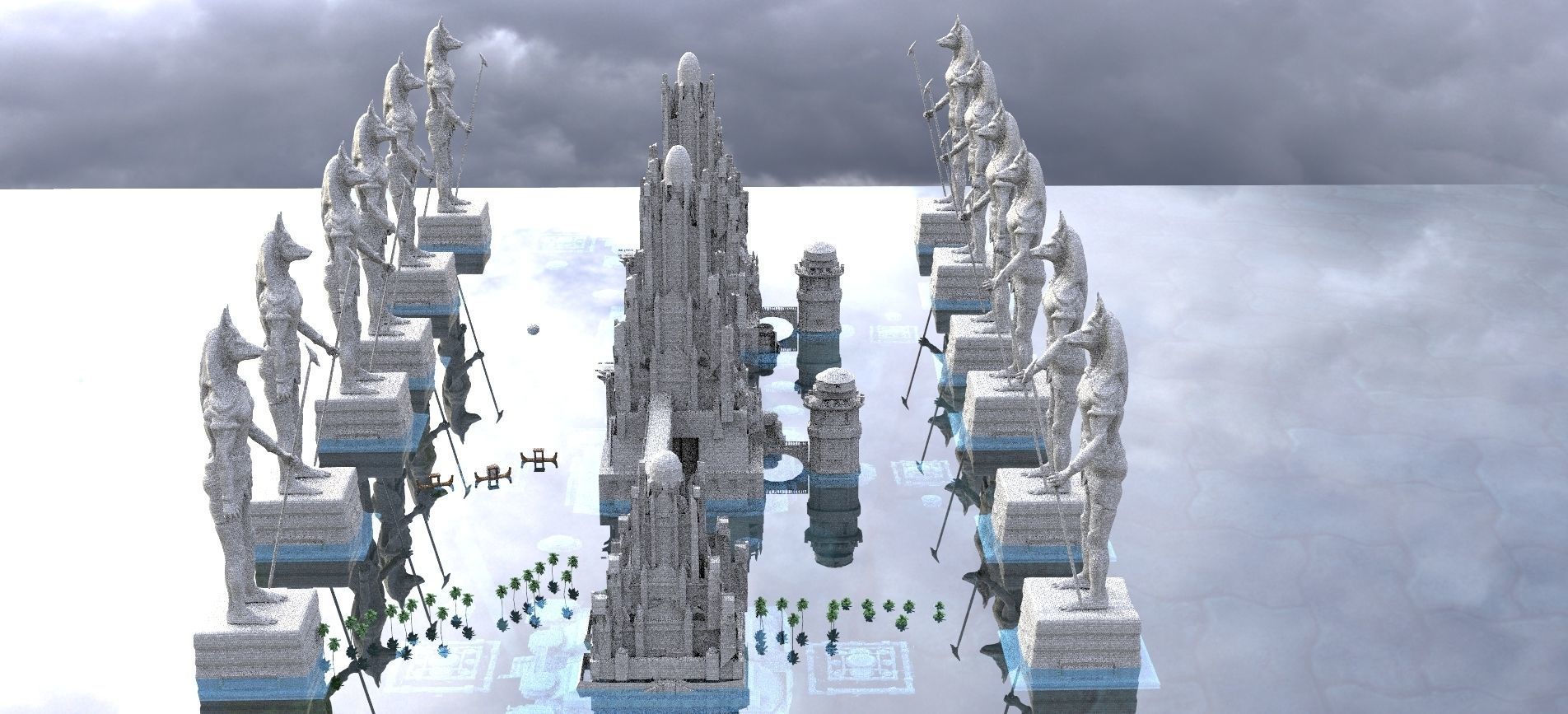 Anubis Temple Archway gate bridge 3D model_1