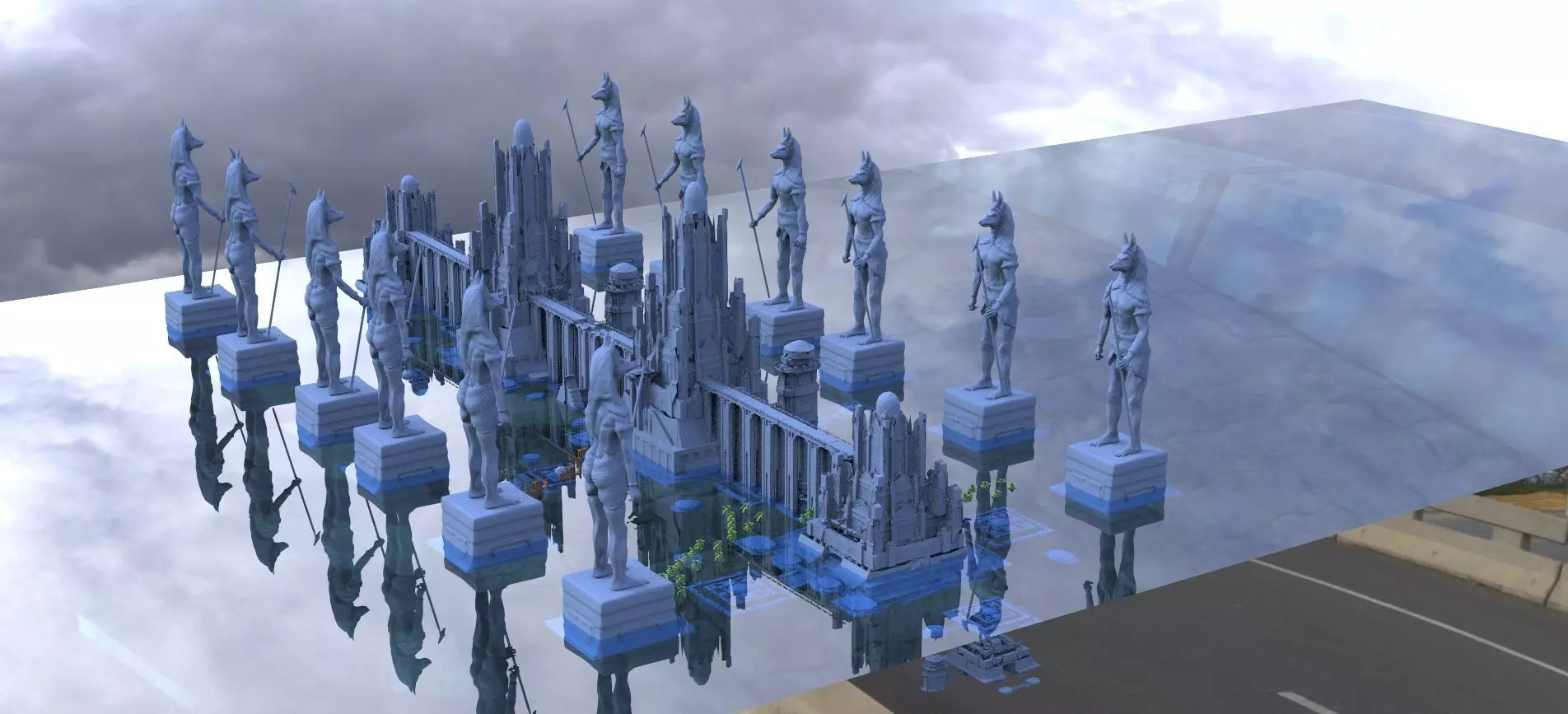 Anubis Temple Archway gate bridge 3D model_0