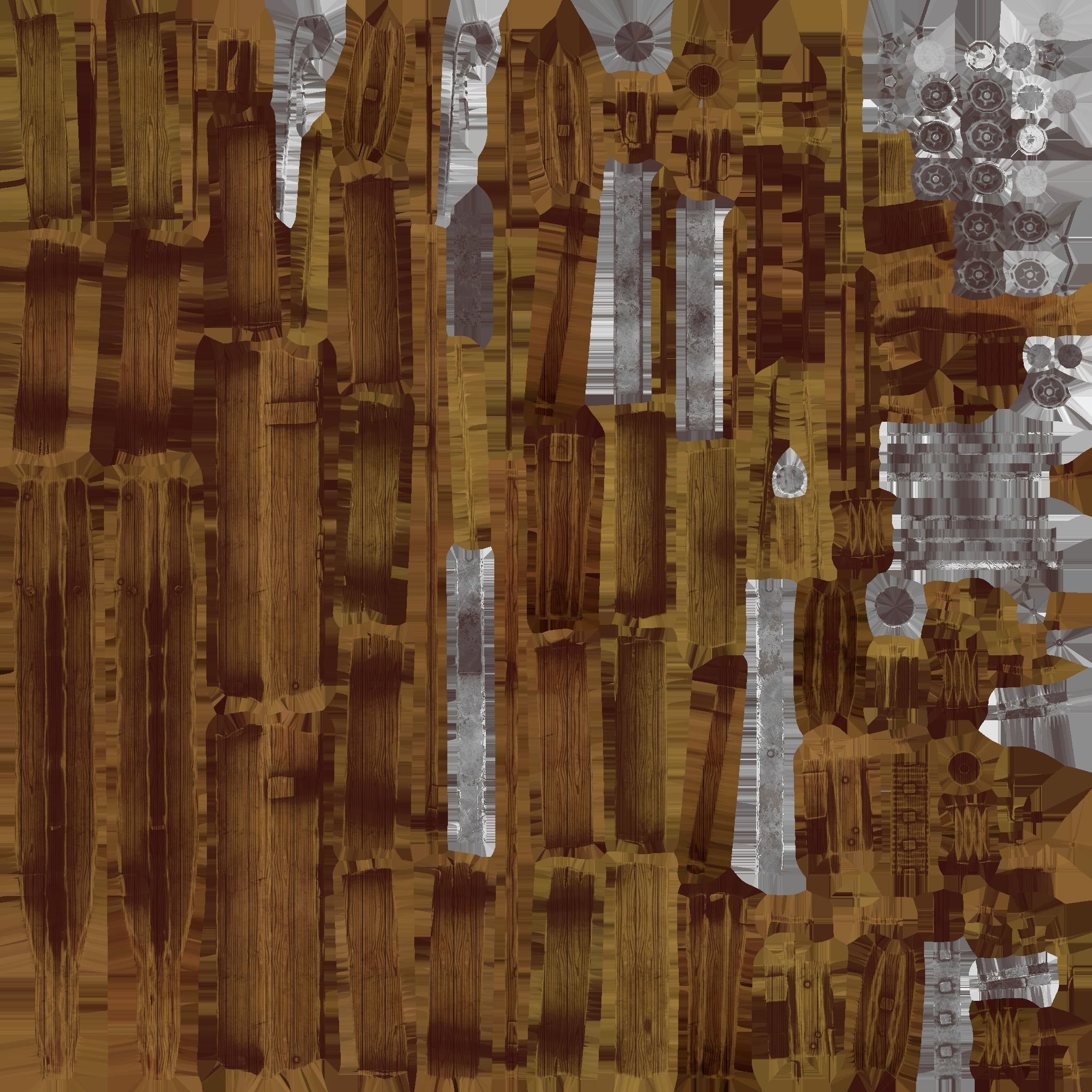 Wheelbarrow wooden Low-poly 3D model_4