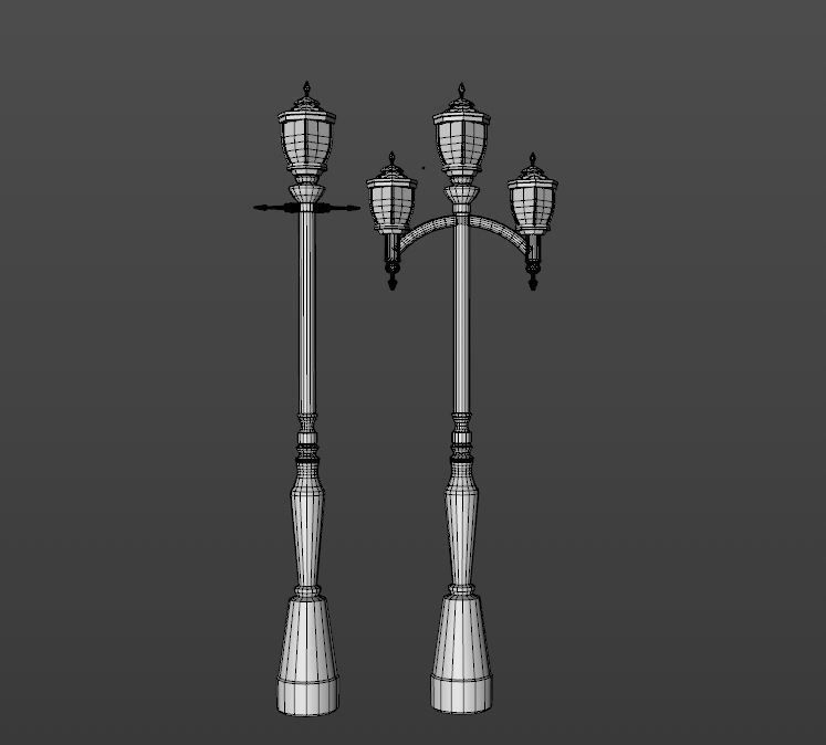 Two Street Lamps Victorian Style 3D Model Low-poly 3D model_4