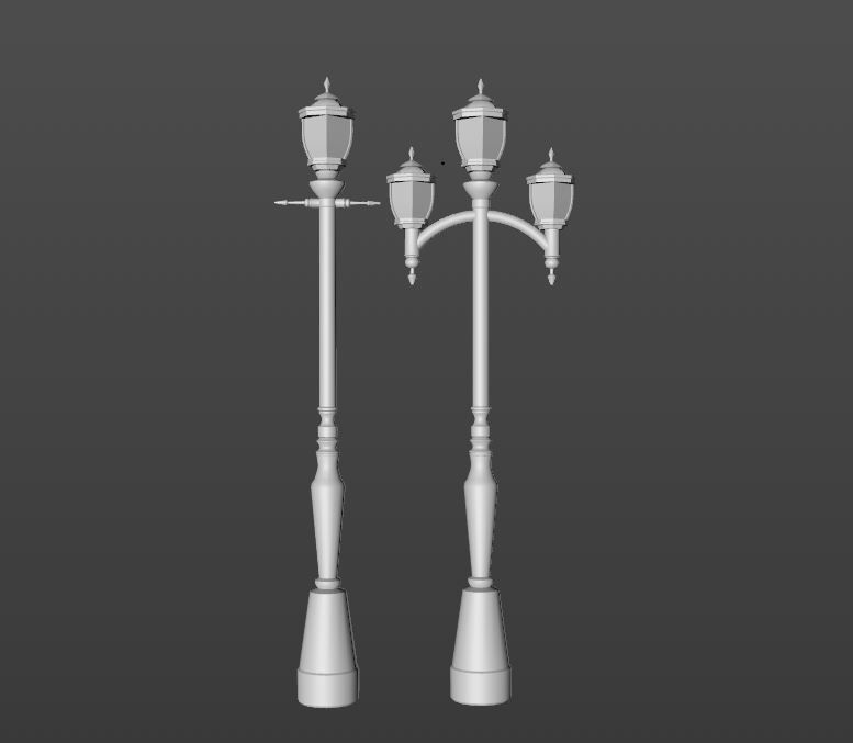 Two Street Lamps Victorian Style 3D Model Low-poly 3D model_5