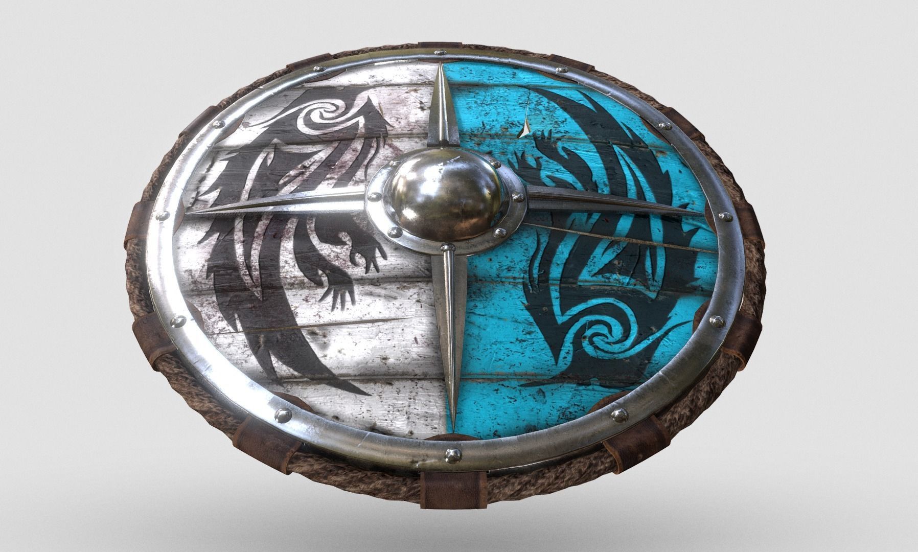 Viking Raven Shield Low-poly 3D model_6