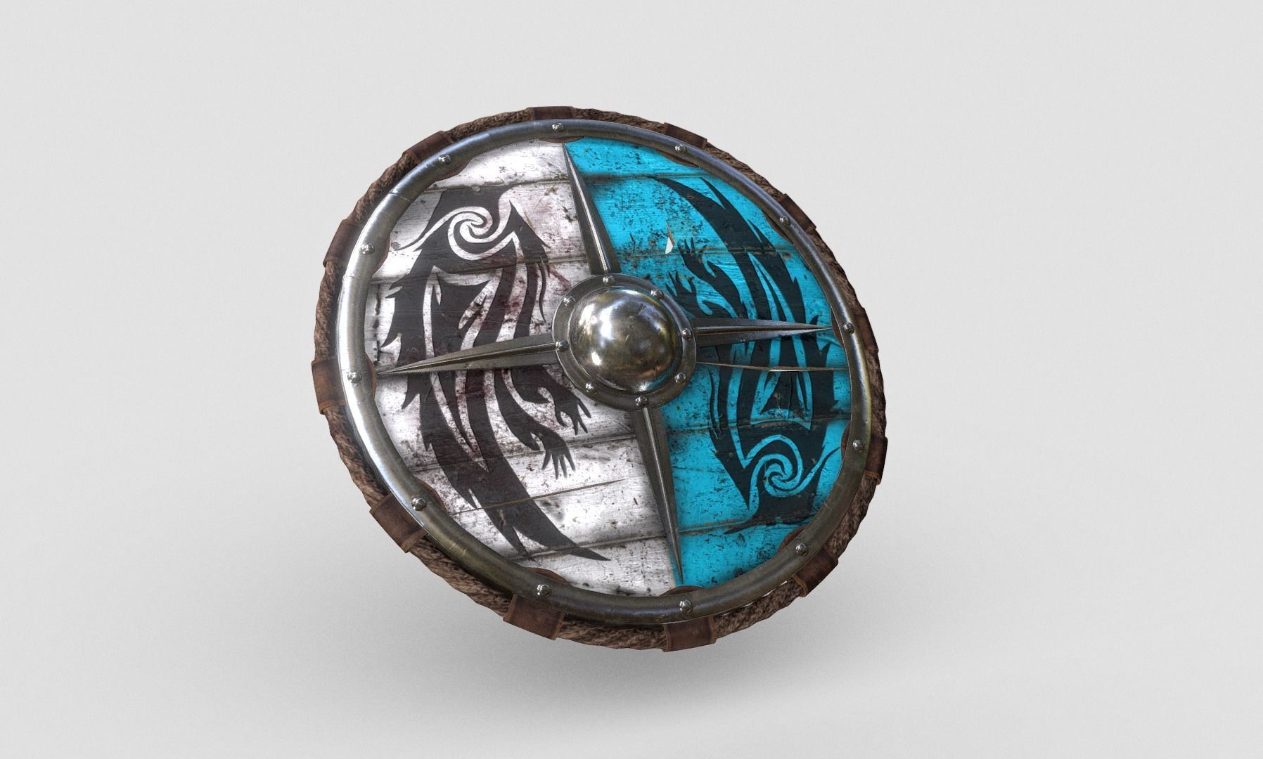 Viking Raven Shield Low-poly 3D model_2
