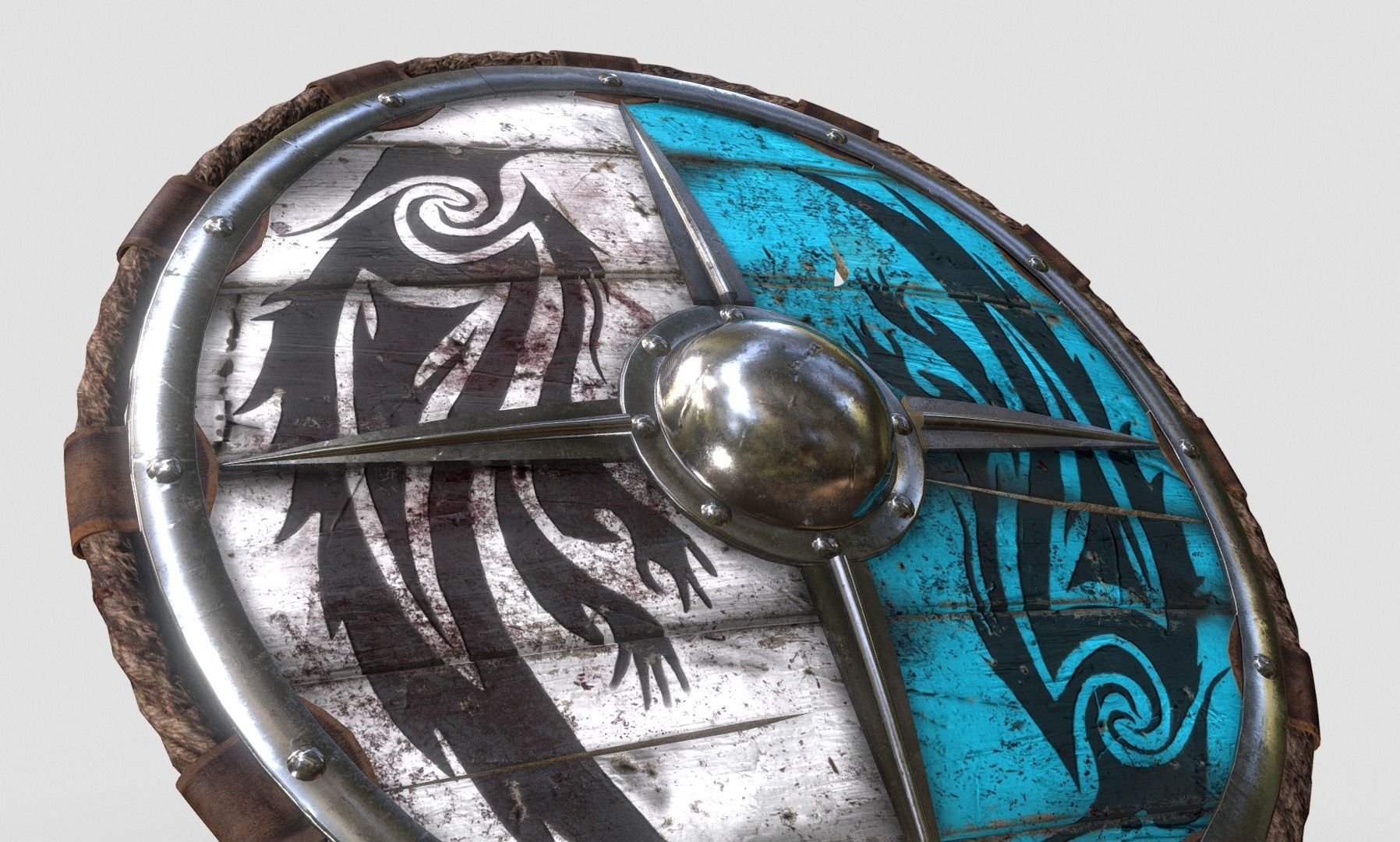 Viking Raven Shield Low-poly 3D model_1