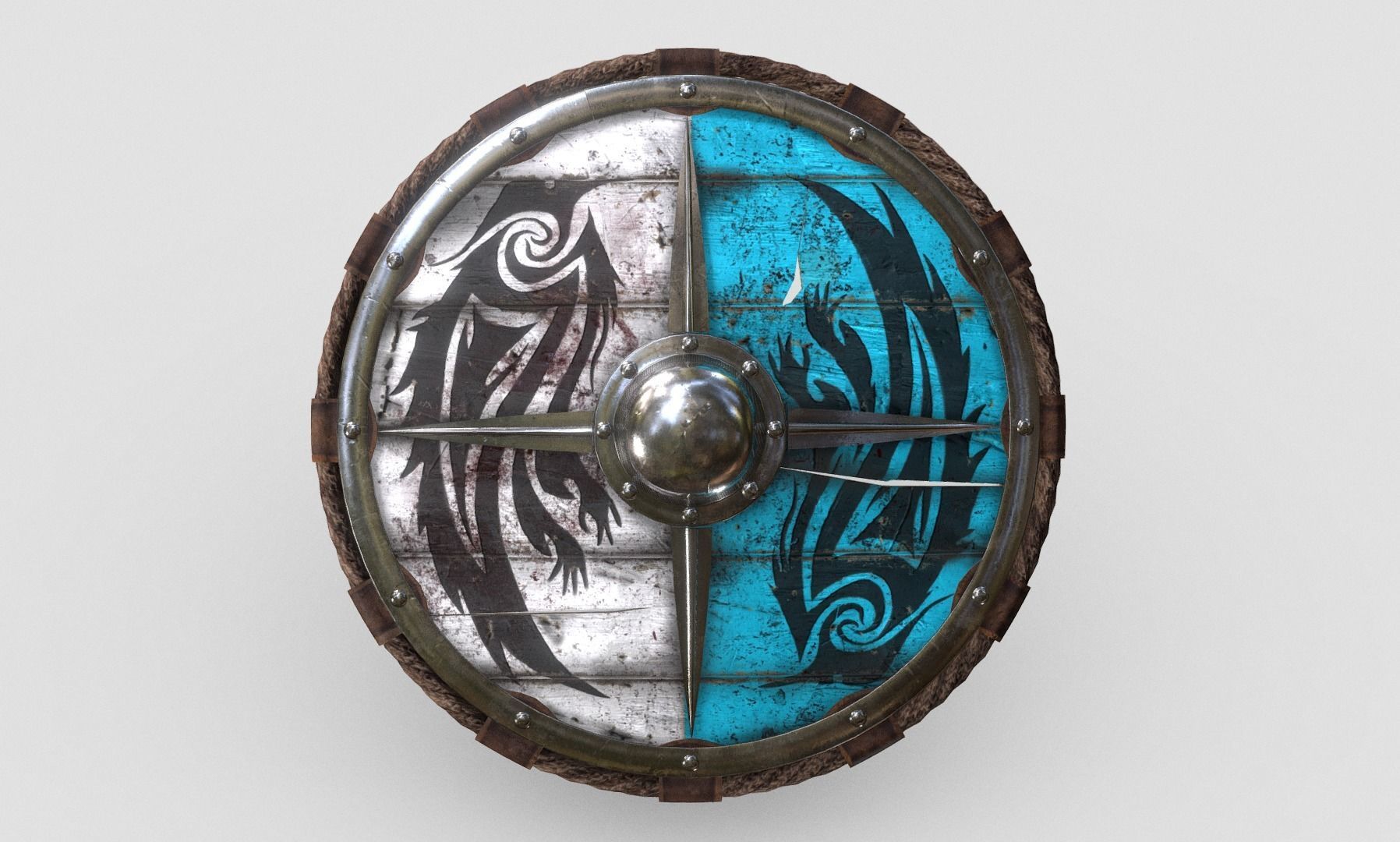 Viking Raven Shield Low-poly 3D model_5