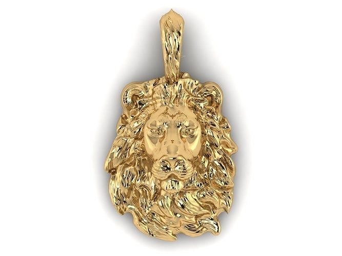 Gold lion necklace 342 3D print model