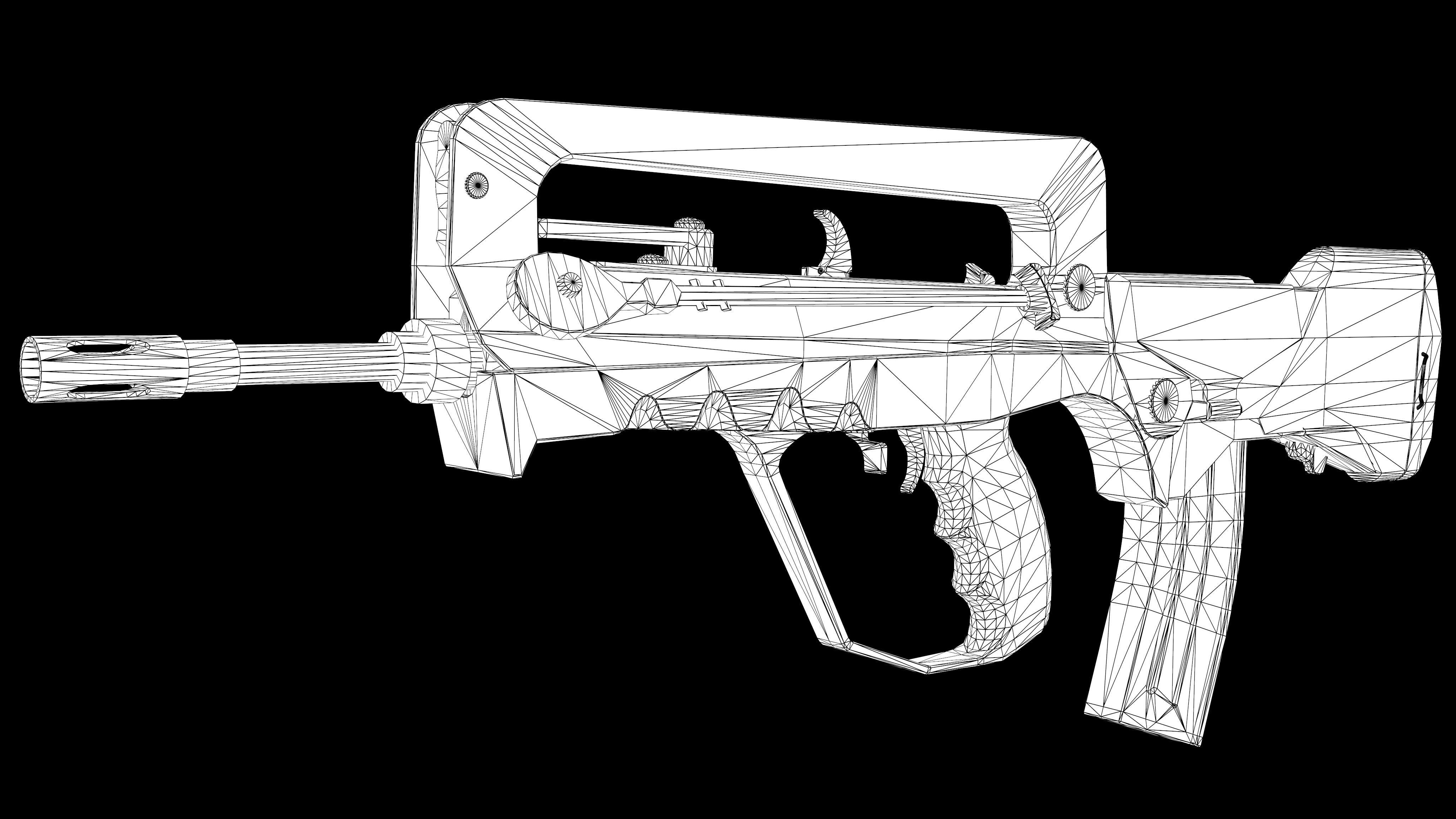 Famas G2 PBR Worn  Low-poly 3D model_5