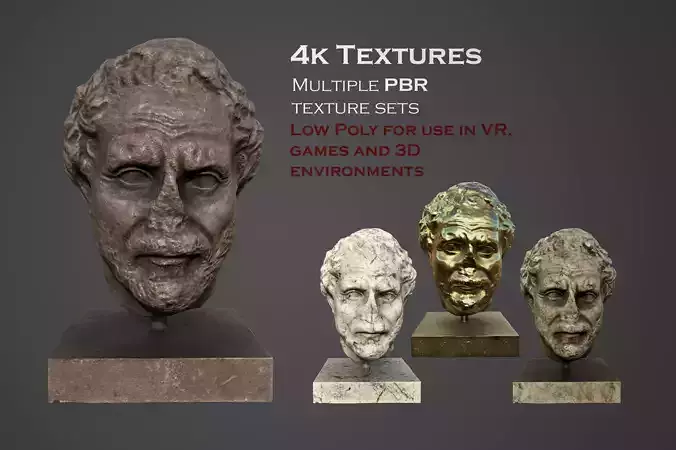 head of the orator Demosthenes 2 Low-poly 3D model