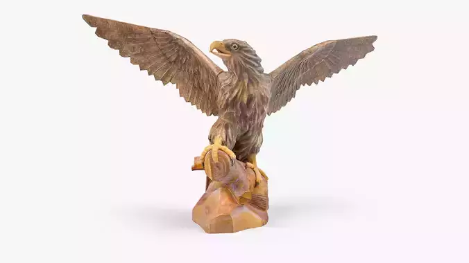 3D Wooden Eagle Sculpture