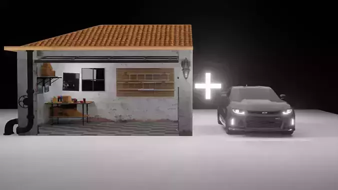 GARAGE WITH A RIGGED CAR