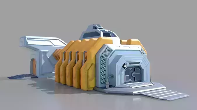 SciFi military base Low-poly 3D model