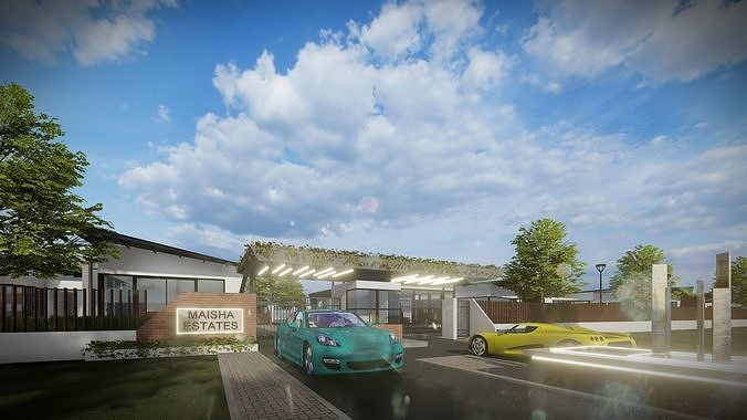 Modern Residential Estate and Clubhouse Model  3D model