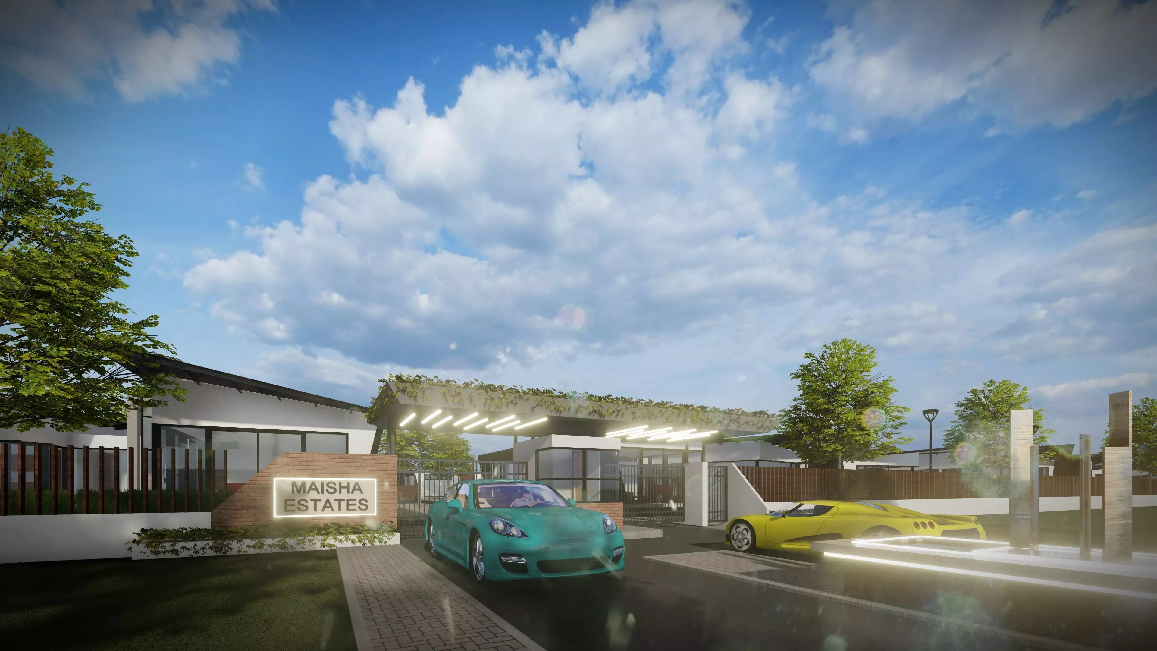 Modern Residential Estate and Clubhouse Model 3D model