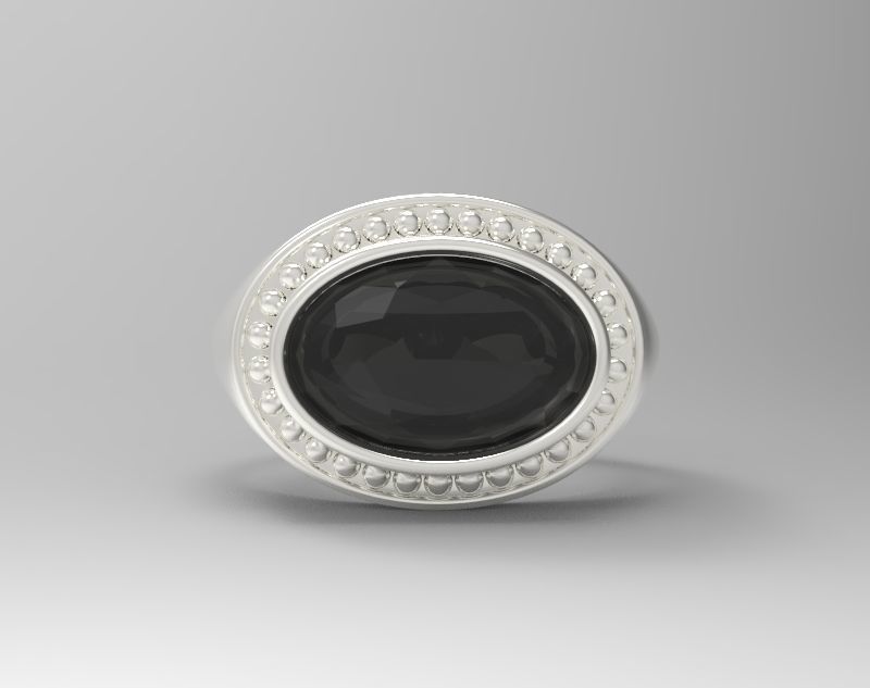 Sterling Silver Oval Signet Ring Jewelry 3D print model_9