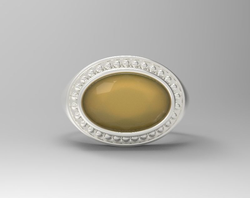 Sterling Silver Oval Signet Ring Jewelry 3D print model_11