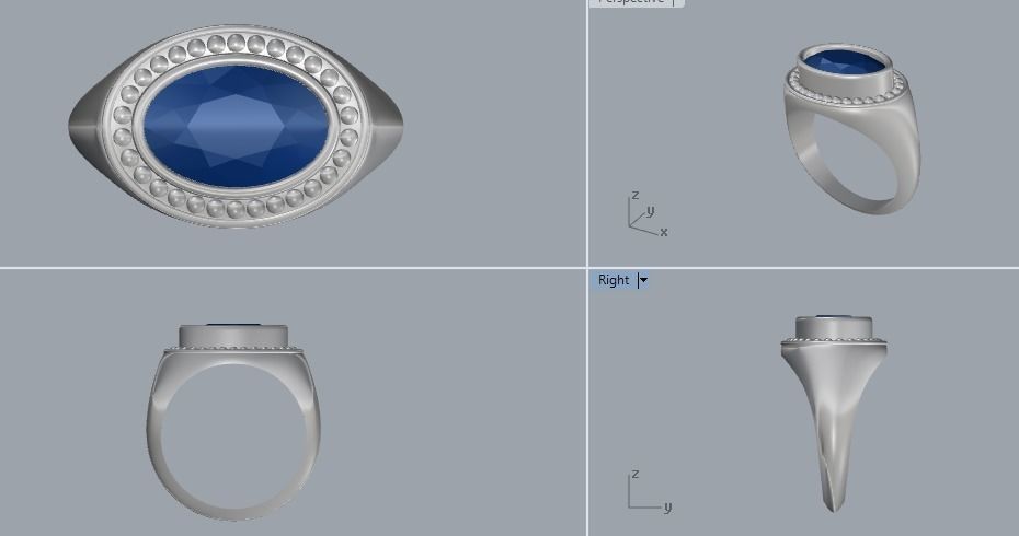 Sterling Silver Oval Signet Ring Jewelry 3D print model_1