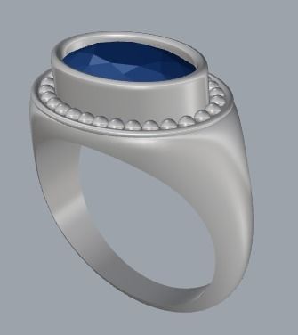 Sterling Silver Oval Signet Ring Jewelry 3D print model_4