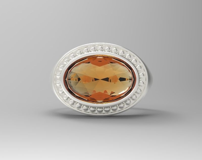 Sterling Silver Oval Signet Ring Jewelry 3D print model_7