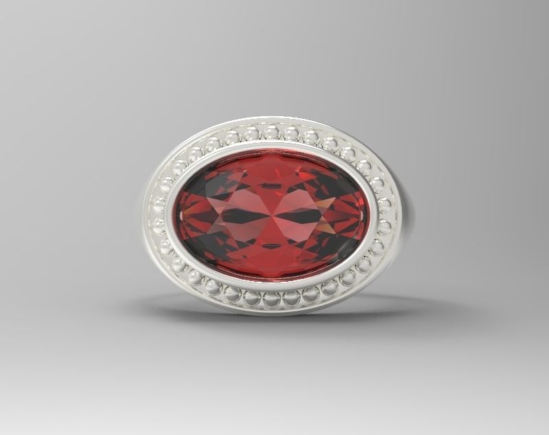 Sterling Silver Oval Signet Ring Jewelry 3D print model_8