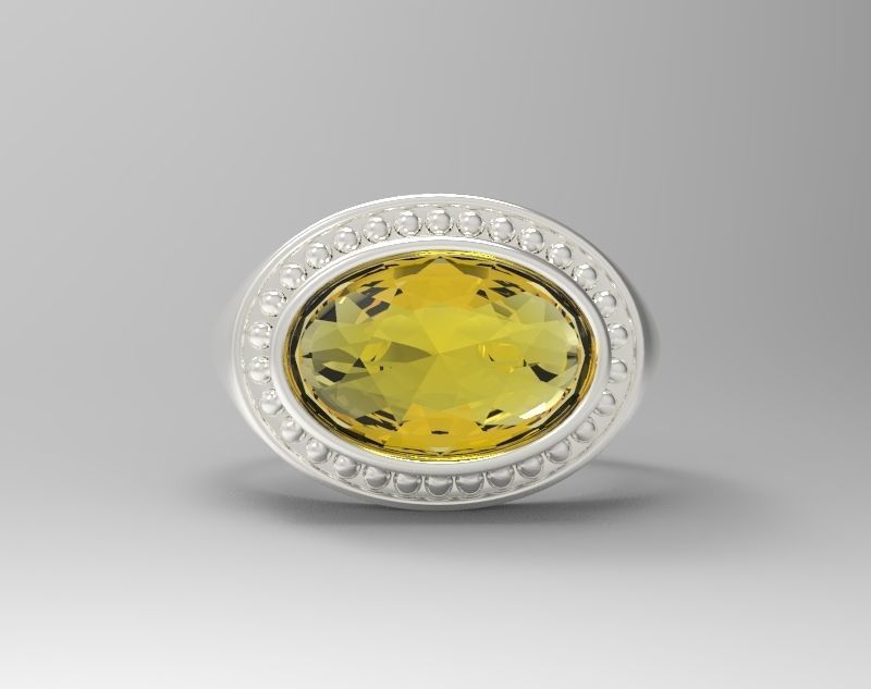 Sterling Silver Oval Signet Ring Jewelry 3D print model_10