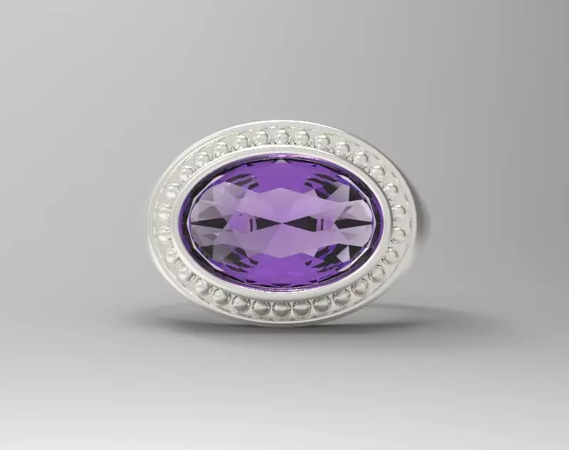 Sterling Silver Oval Signet Ring Jewelry 3D print model_0