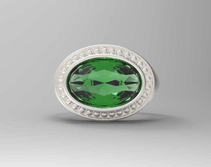 Sterling Silver Oval Signet Ring Jewelry 3D print model_6