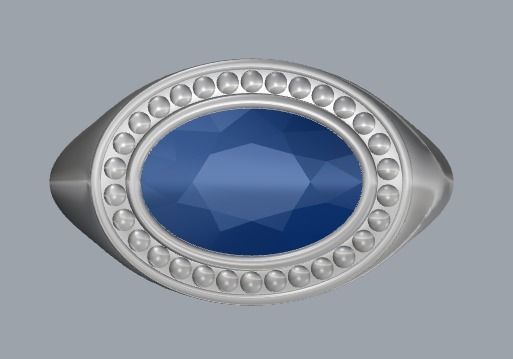 Sterling Silver Oval Signet Ring Jewelry 3D print model_13