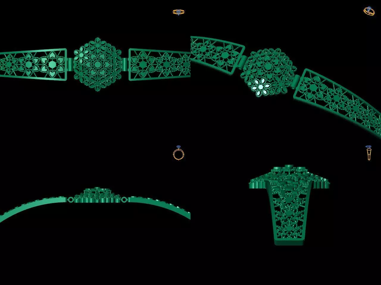 Bracelet 8 lego emerald necklace 3D print model_0