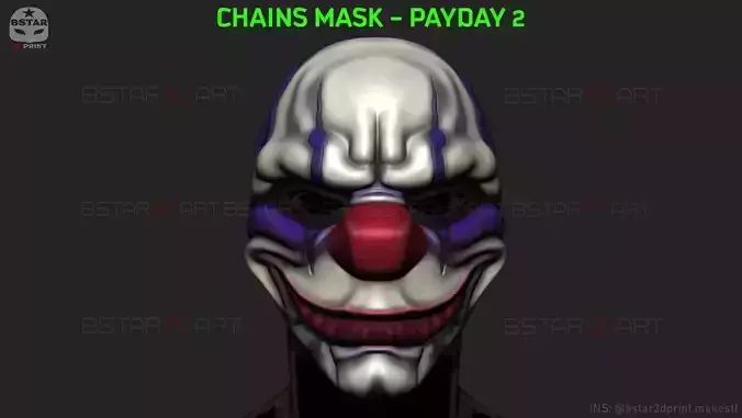 Chains Mask - Payday 2 Mask - Halloween Cosplay Mask 3D print model