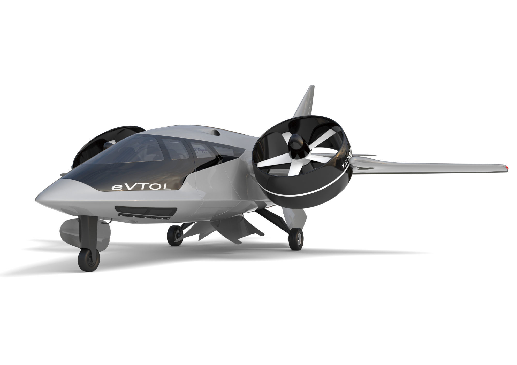 Aircraft Electric TriCopter eVTOL with Interior 3D model_14