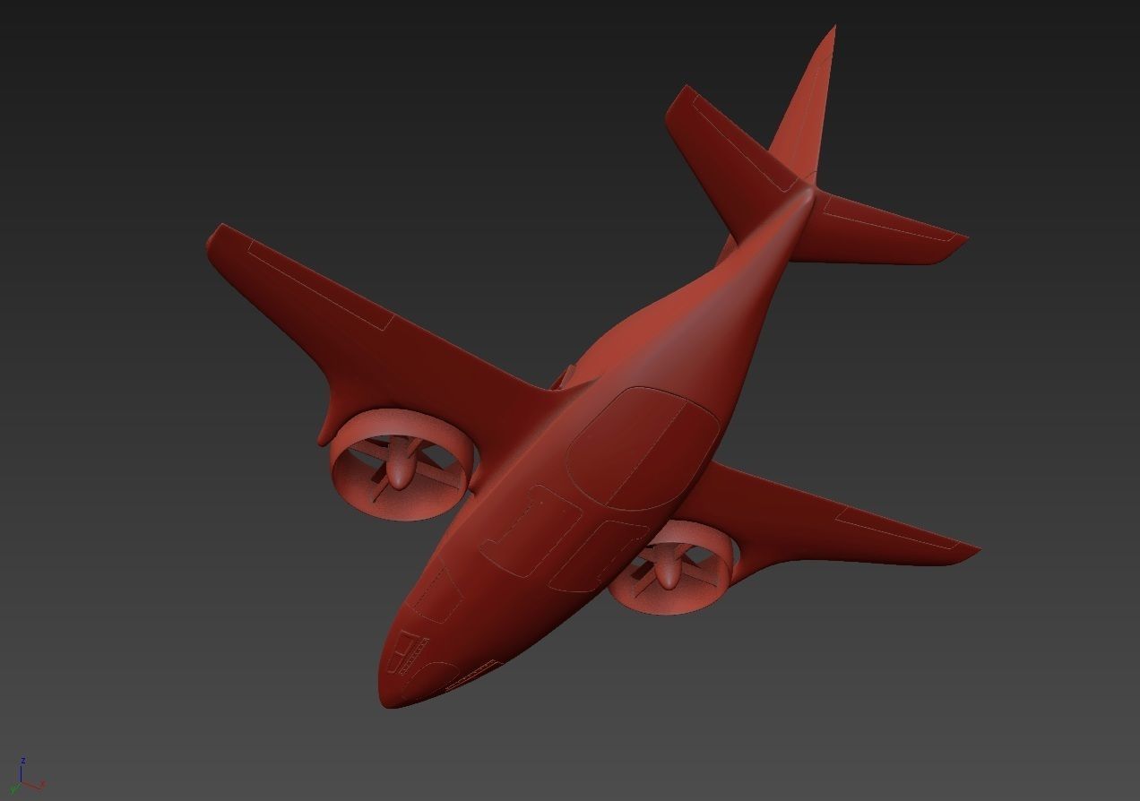 Aircraft Electric TriCopter eVTOL with Interior 3D model_50