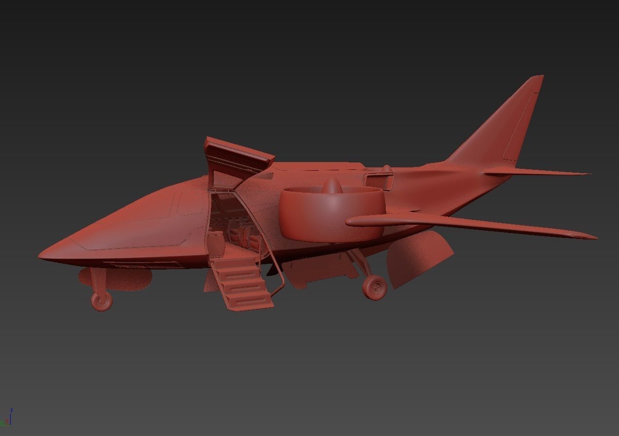 Aircraft Electric TriCopter eVTOL with Interior 3D model_25