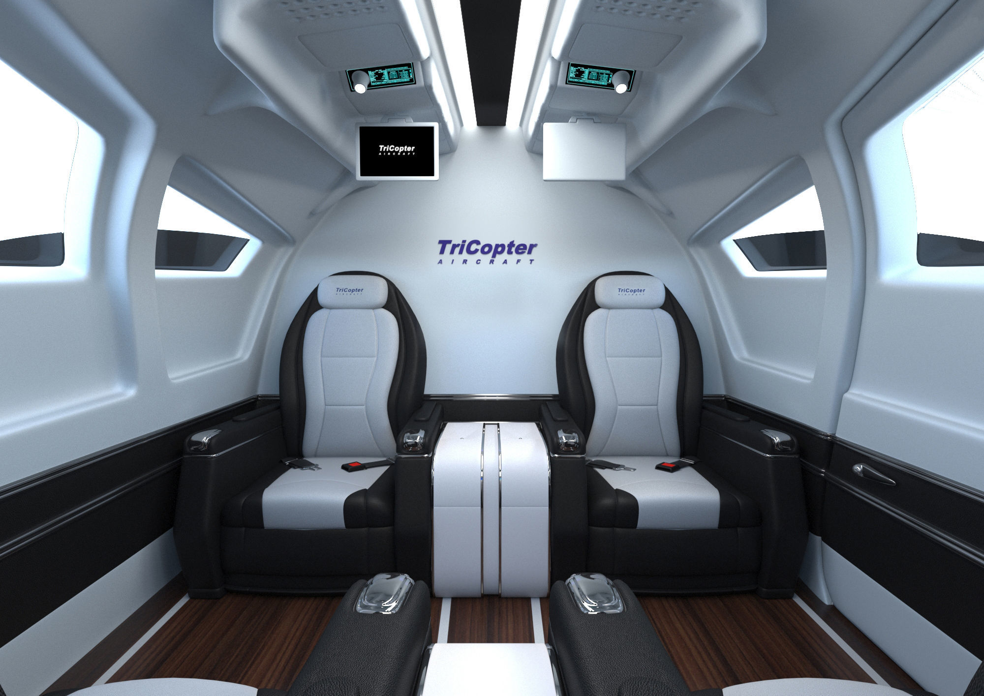 Aircraft Electric TriCopter eVTOL with Interior 3D model_10